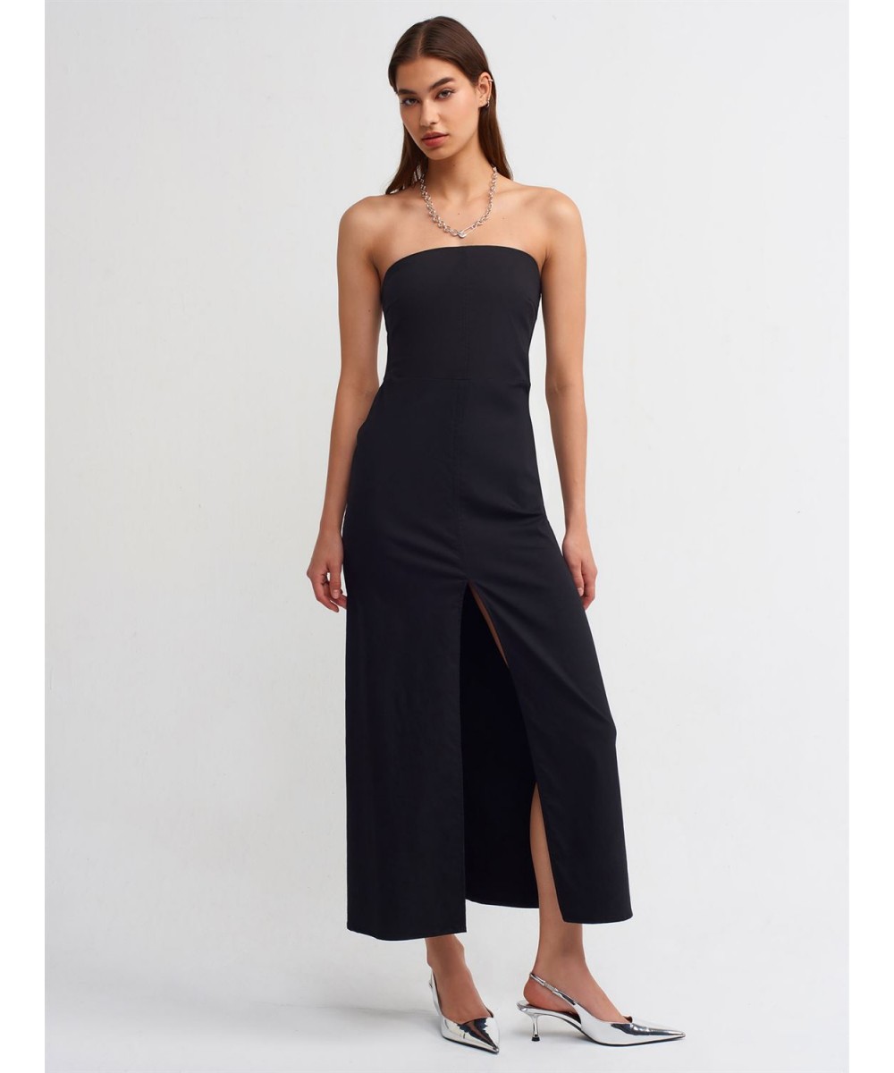 Straplez Elbise-Siyah