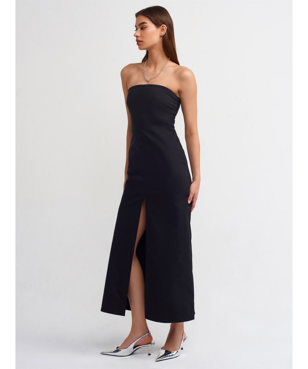 Straplez Elbise-Siyah