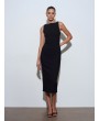 Extra Slim Fit Midi Elbise-Siyah