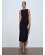 Extra Slim Fit Midi Elbise-Siyah