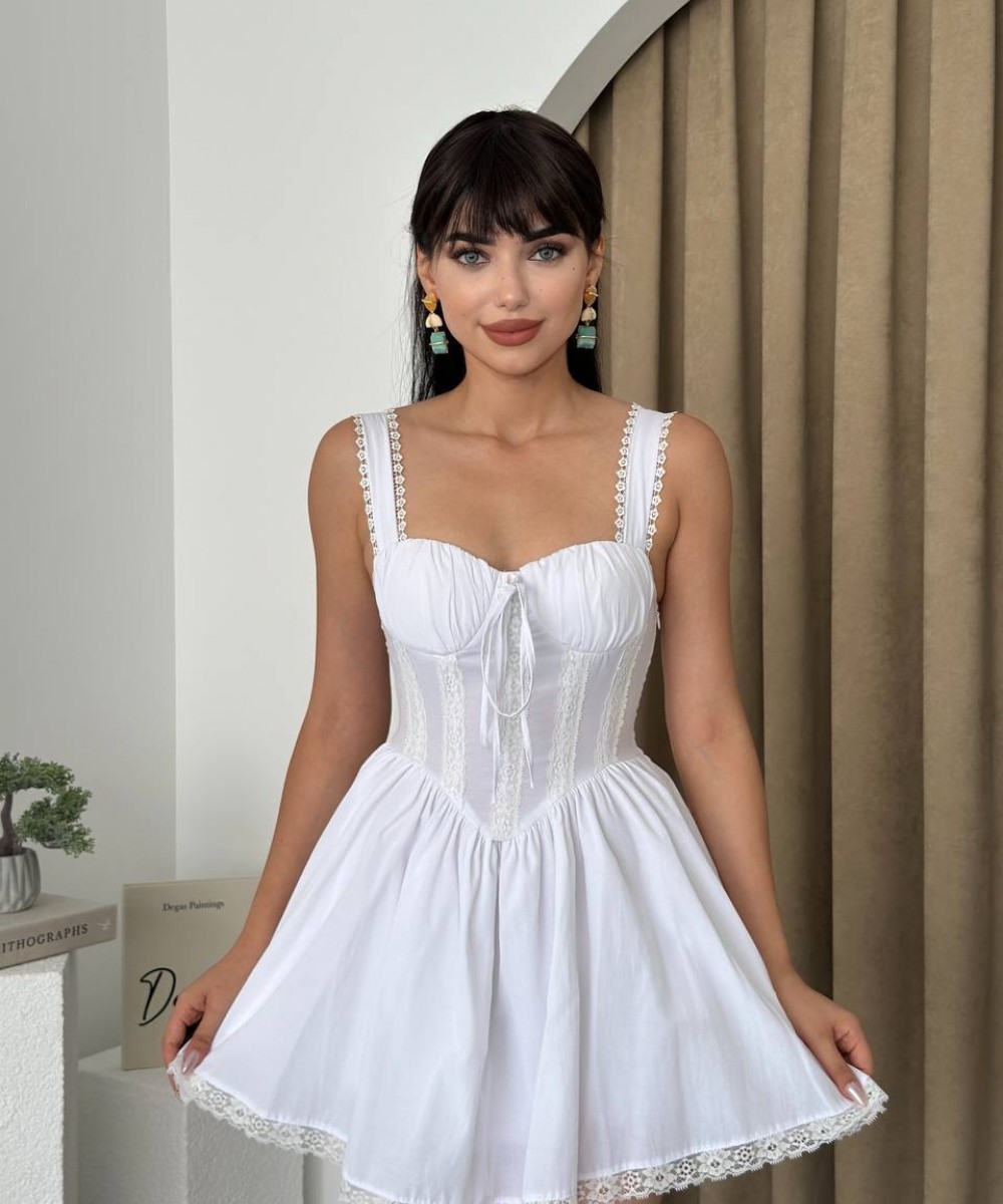 Pinterest Elbise - Beyaz