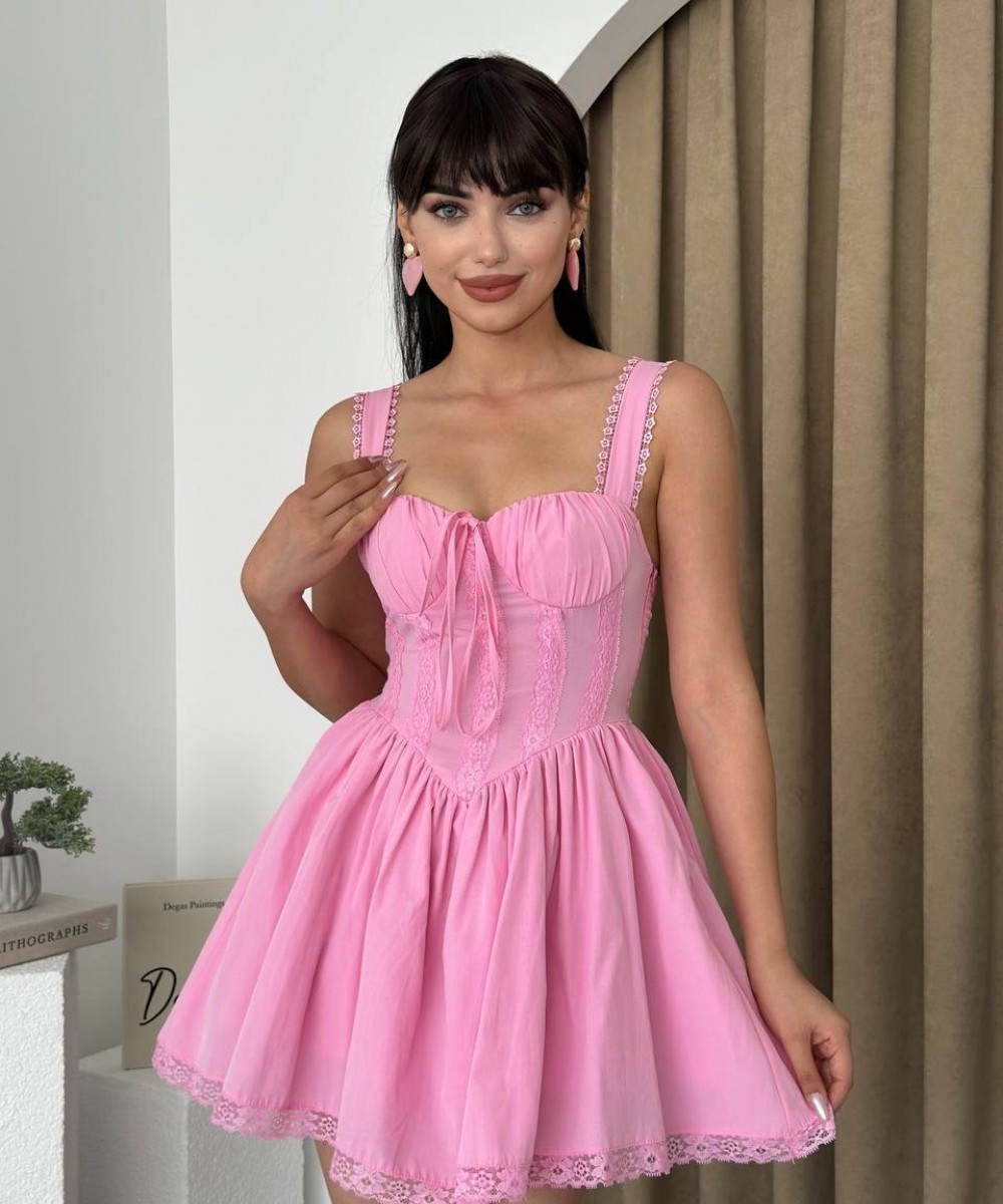 Pinterest Elbise - Pembe 