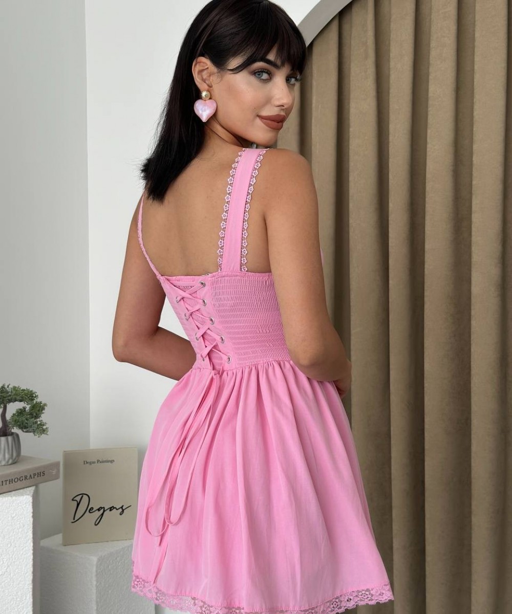 Pinterest Elbise - Pembe 