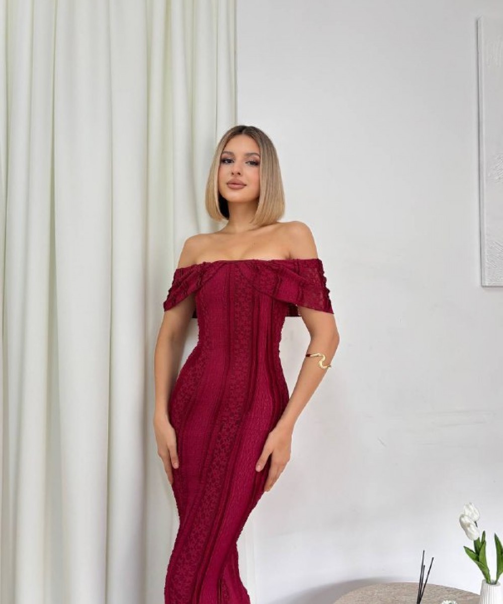 BORDO İŞLEMELİ KUMAŞ ABİYE 