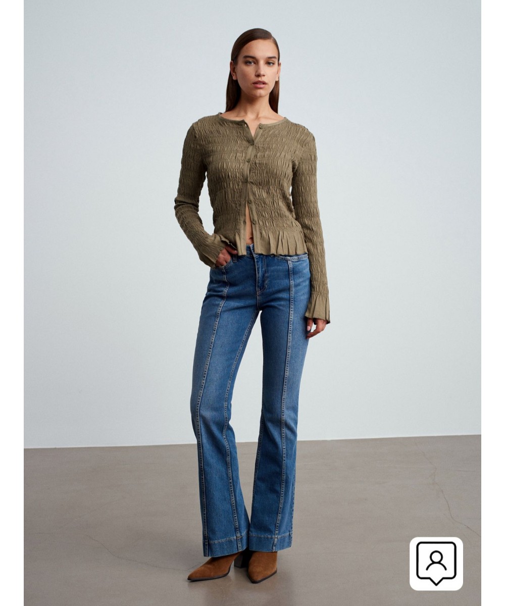 Dikiş Detaylı Bootcut Jean-Tint