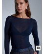 Kayık Yaka Modal Kaşmir Ultra Hafif Bluz-Lacivert