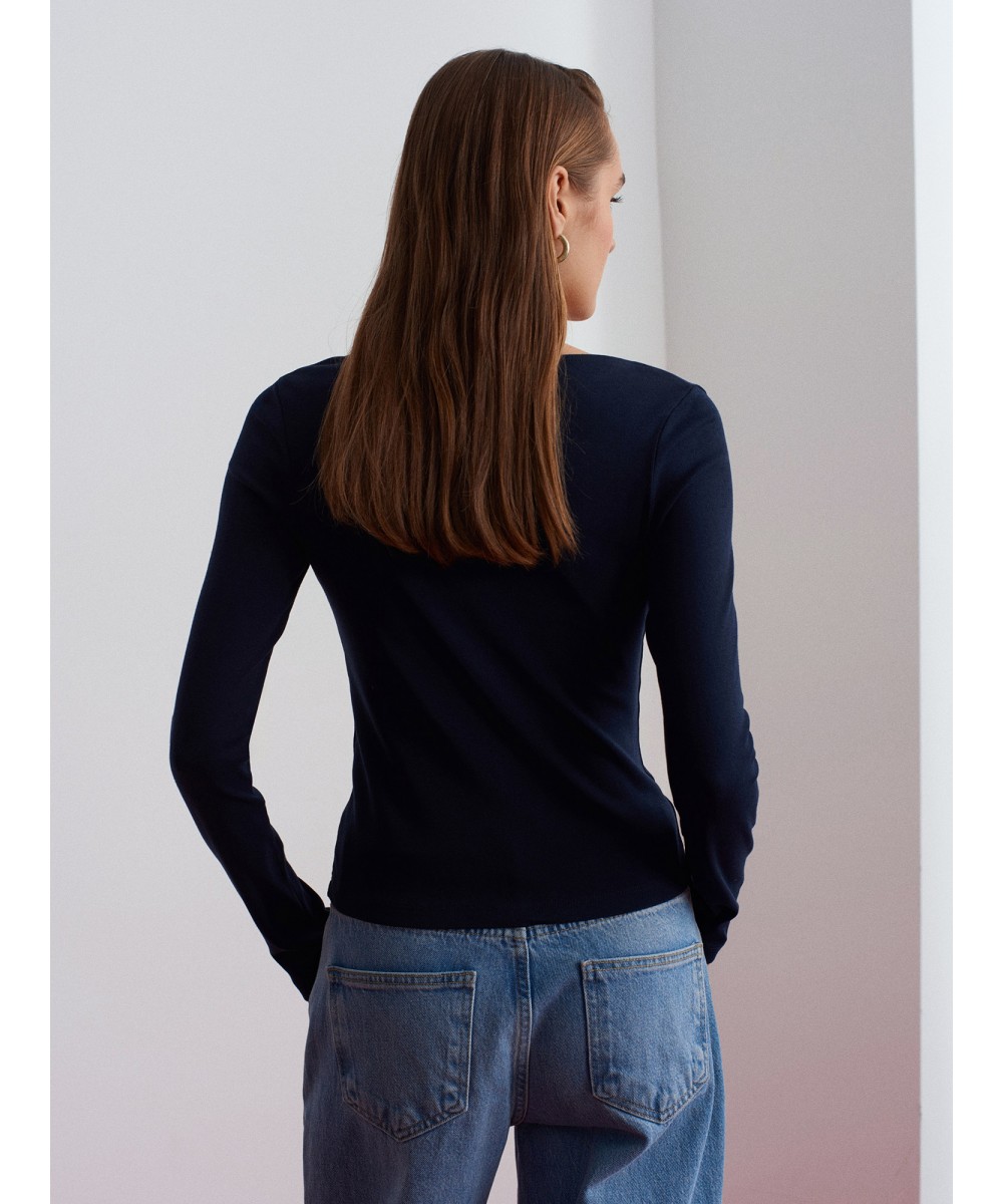 Çift Fermuarlı Top-Lacivert