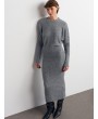 Bisiklet Yaka Yumuşak Dokulu Triko Elbise-Füme M.
