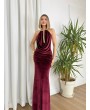 GOLD AKSESUARLI BORDO ELBİSE