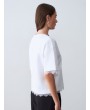 Dantel Detaylı Kısa Kollu T-shirt-Beyaz