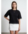 Dantel Detaylı Kısa Kollu T-shirt-Siyah