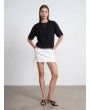 Dantel Detaylı Kısa Kollu T-shirt-Siyah