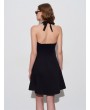 Halter Yaka Denim Mini Elbise-Siyah