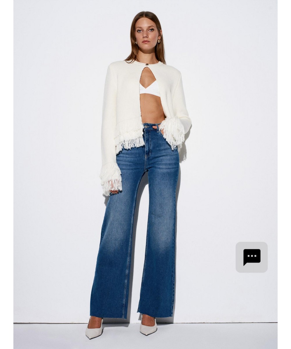 Yüksek Bel Likralı Wide Leg Jean-Tint