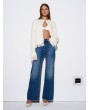 Yüksek Bel Likralı Wide Leg Jean-Tint