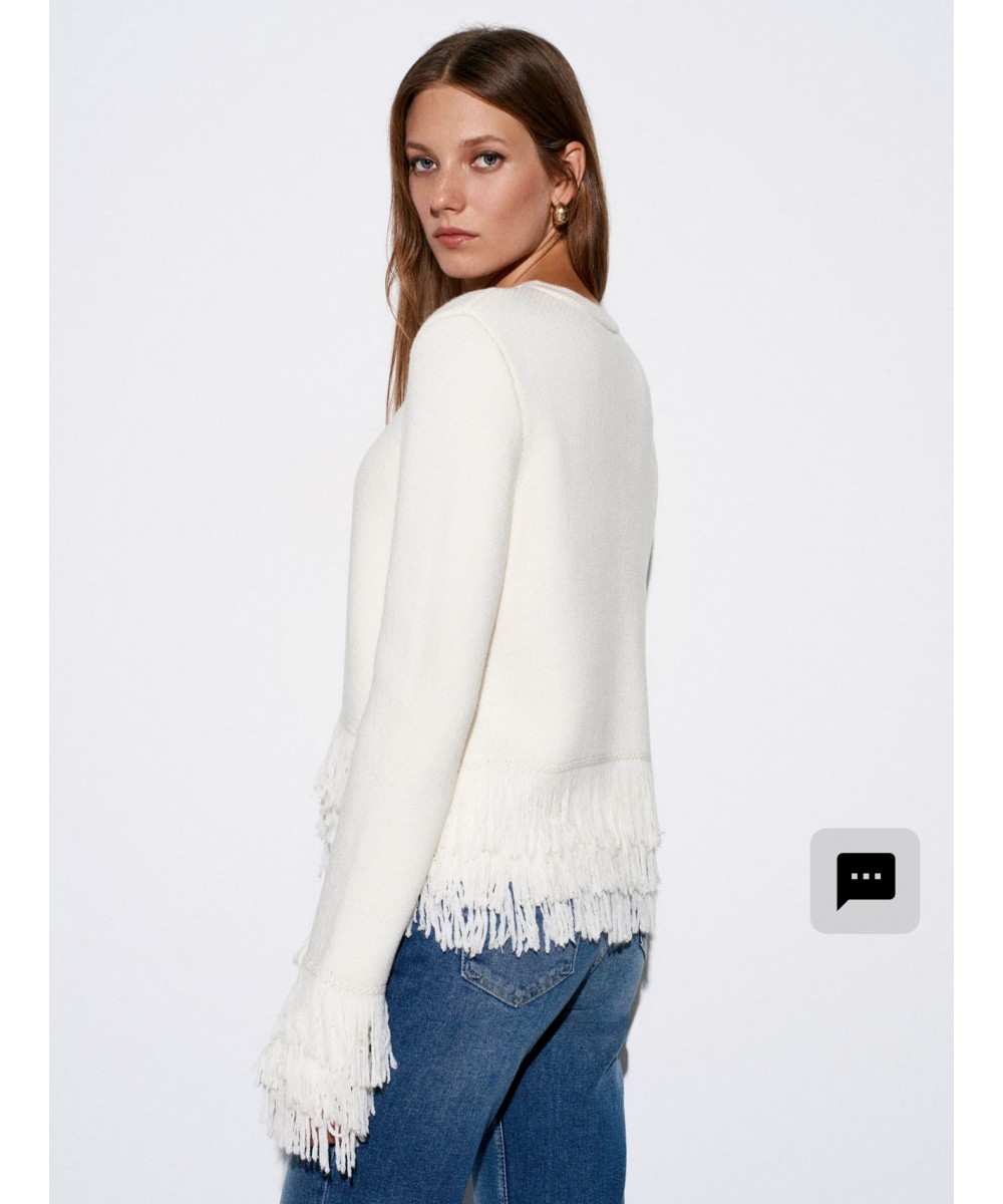 Kolu Püsküllü Triko Hırka